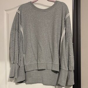 Gray Women's Top with Pearl Accents